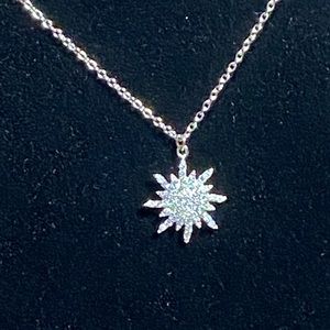 AQUA Sterling Silver Starburst Necklace NWT